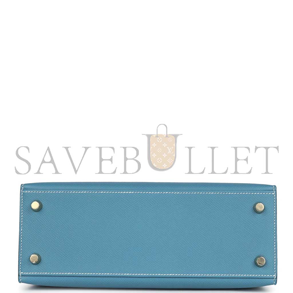 H**mes kelly sellier 25 blue jean epsom gold hardware (25*17*7cm)